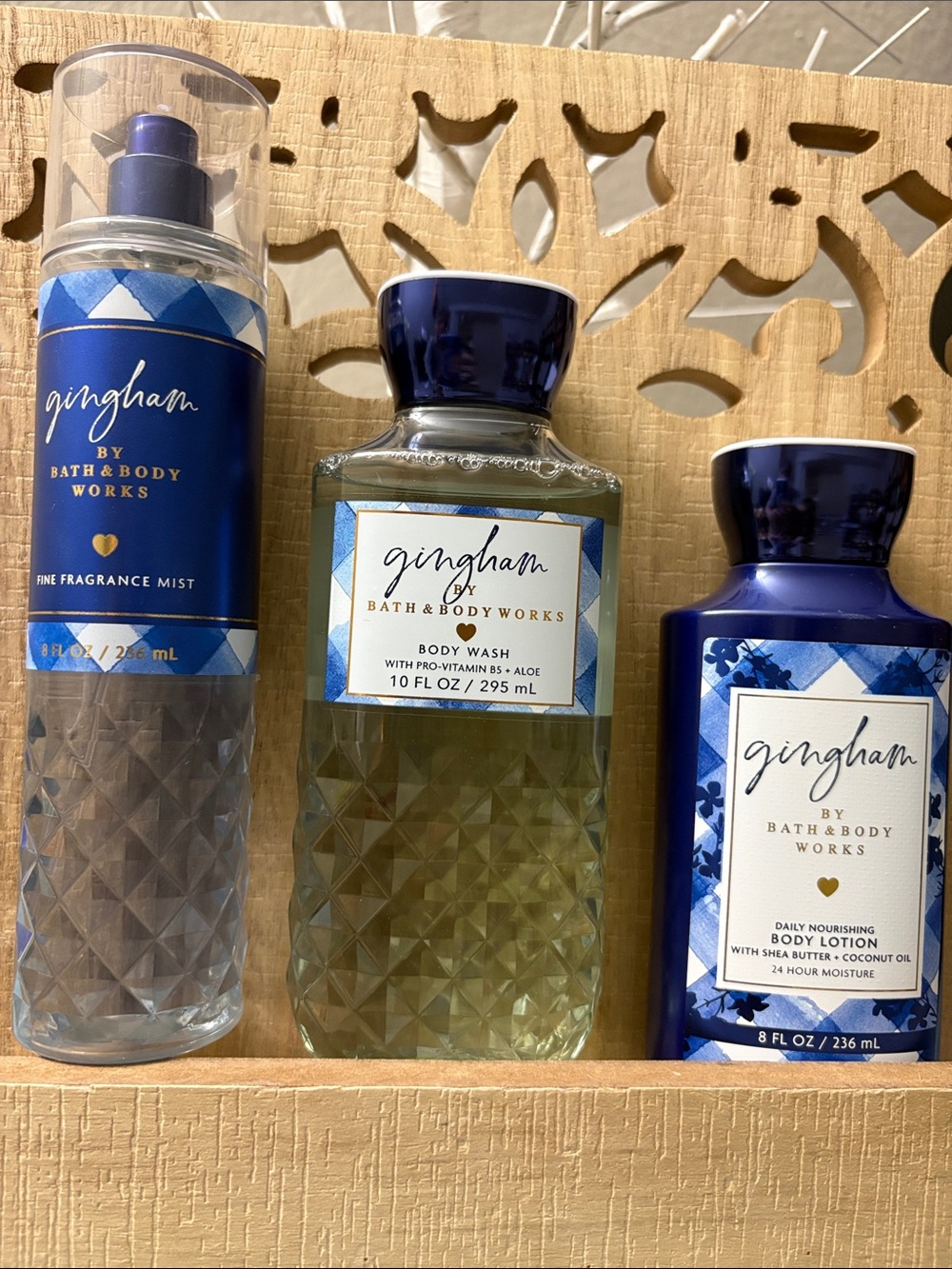 Bath & Body Works Gingham Blue Body Wash, Lotion & Mist Set